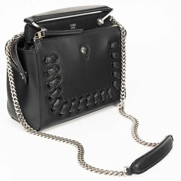 Fendi Dotcom Whipstitch Black Leather Satchel - Picture 6 of 14